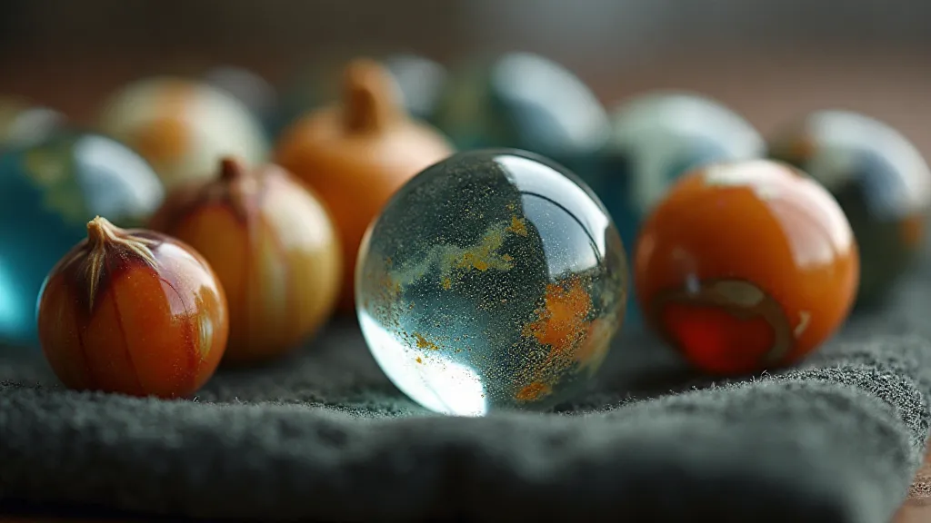 Macro photograph of antique glass marbles