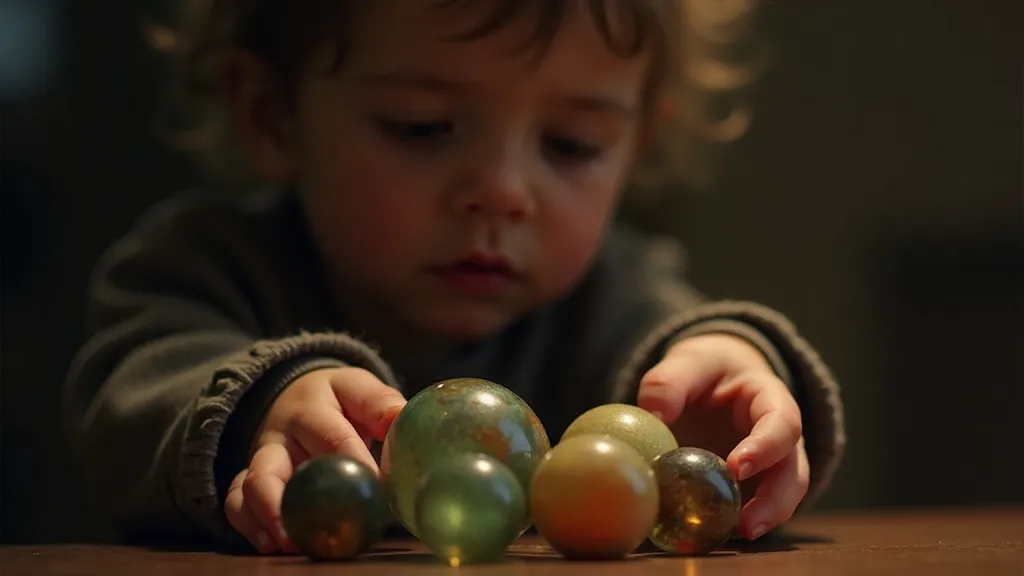 Child Holding Antique Marbles
