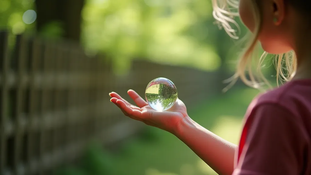 Child holding antique marble