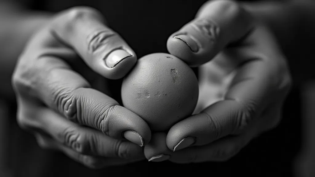 Elderly Man Examining a Clay Marble