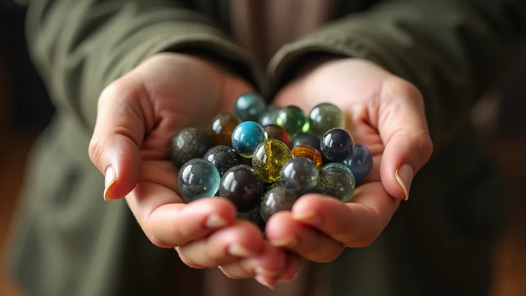 Holding Antique Marbles