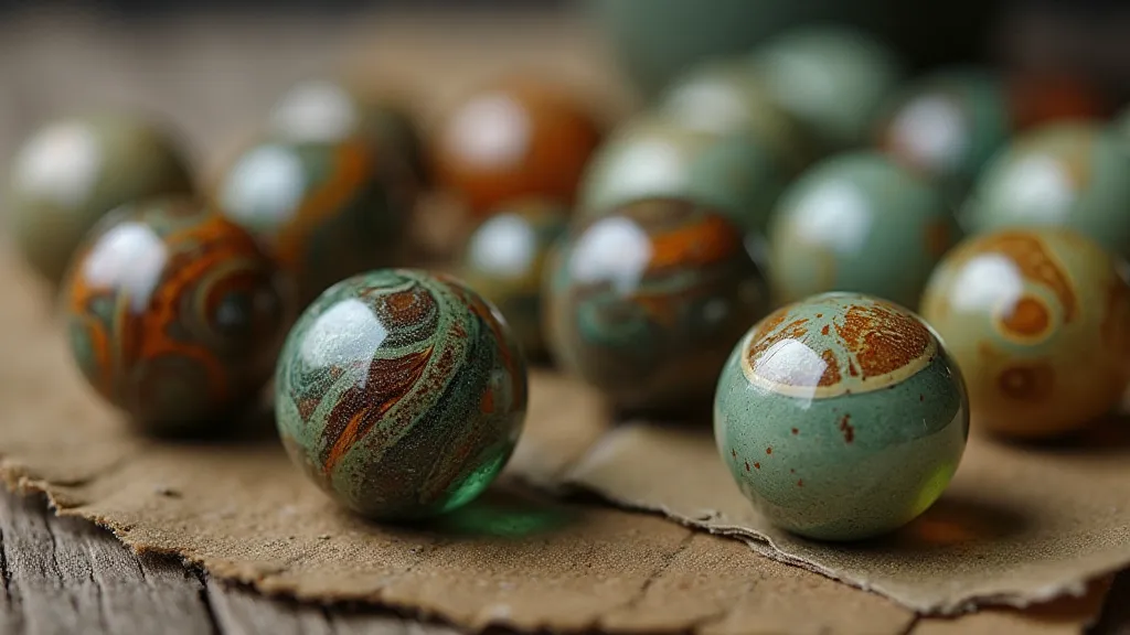 Collection of antique hand-decorated marbles