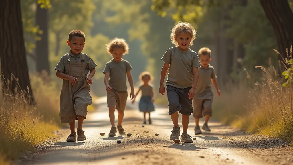 Children playing marbles