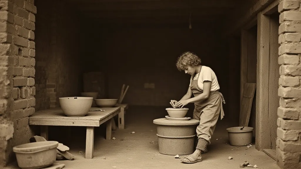 Potter's Workshop - Vintage Scene