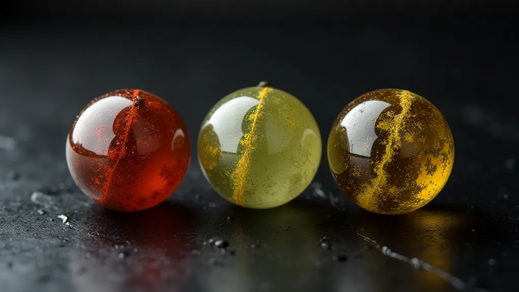 Antique sulphide marbles showing color variations