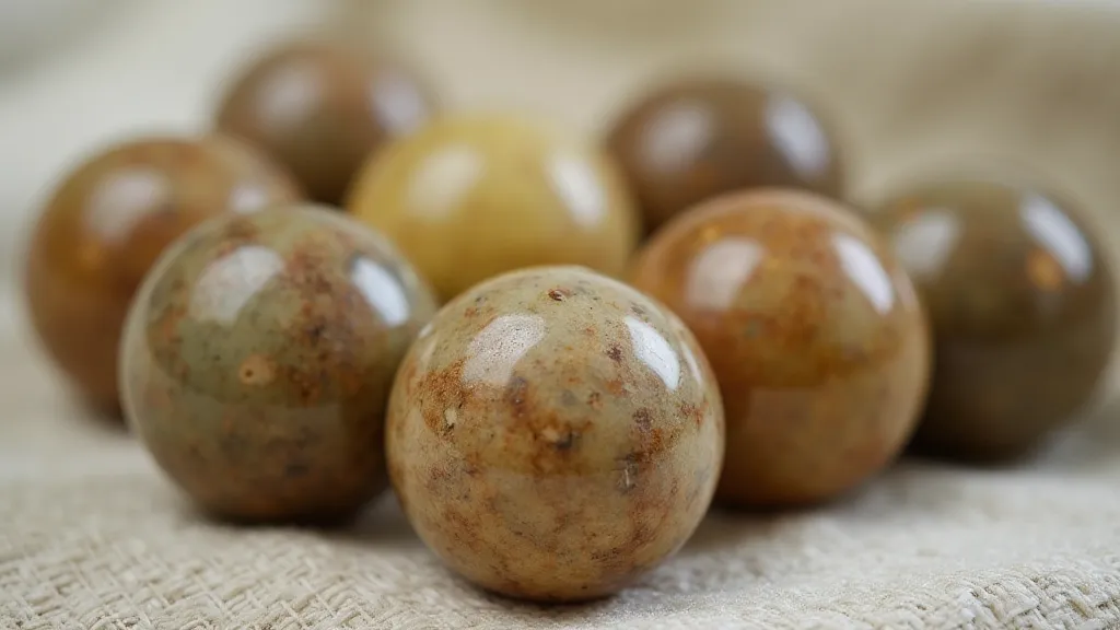 Antique sulphur marbles showing color variations