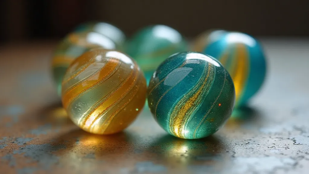 Close-up of antique glass marble imperfections